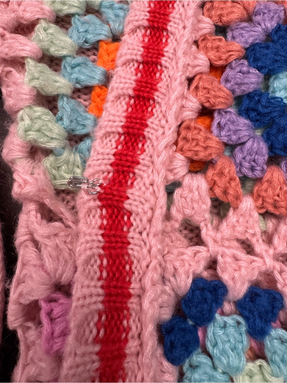 Pink Lily Pastel Pink Crochet Patchwork Cardigan - Picture 10 of 17